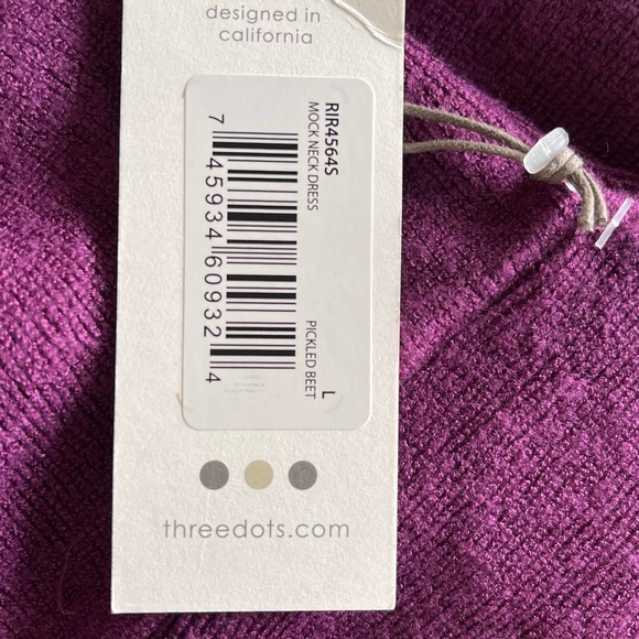 Three Dots Purple Mock Neck Midi Dress NWT Size Large - Picture 8 of 8